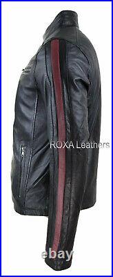 Western Men Fashion Motorcycle Coat Authentic Lambskin 100% Leather Black Jacket