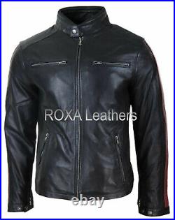 Western Men Fashion Motorcycle Coat Authentic Lambskin 100% Leather Black Jacket