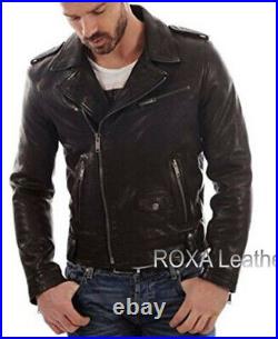 Western Men Genuine Lambskin Real Leather Jacket Premium Black Fashionable Coat