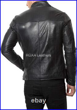 Western Men Modern Style Genuine NAPA Pure Leather Jacket Skinny Black Coat