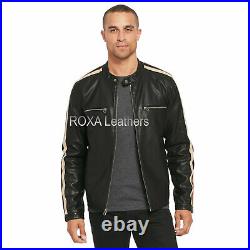 Western Men New Black Genuine NAPA Natural Leather Jacket High Quality Coat