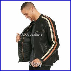 Western Men New Black Genuine NAPA Natural Leather Jacket High Quality Coat