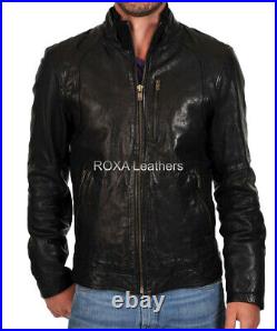 Western Men Outlook Black Genuine NAPA Real Leather Jacket Fashionable Coat