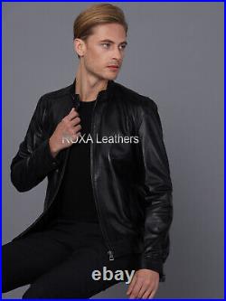 Western Men Party Outfit Genuine Lambskin Real Leather Jacket Black Stylish Coat