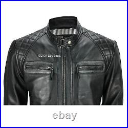 Western Men Quilted Long Sleeve Black Coat Authentic NAPA Natural Leather Jacket