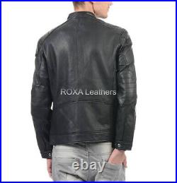 Western Men Zip Pockets Authentic Lambskin 100% Leather Jacket Black Skinny Coat