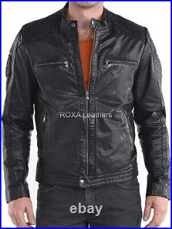 Western Men's Black Genuine Lambskin Pure Leather Jacket Occasion Wear Coat