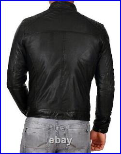 Western Men's Genuine Lambskin Real Leather Jacket Motorcycle Outwear Coat