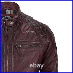 Western Men's Lambskin Pure Leather Jacket Motorcycle Outwear Quilted Coat