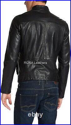 Western Men's Outwear Fashion Black Coat Genuine Lambskin Natural Leather Jacket