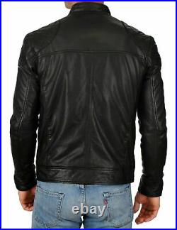 Western Men's Party Wear Genuine Lambskin 100% Leather Jacket Black Stylish Coat