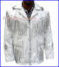 Western Men's Suede Leather Jacket Fringed, Leather