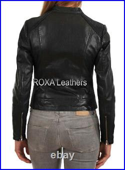 Western Model Women's Authentic Lambskin Real Leather Jacket Black Slim Fit Coat