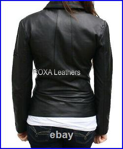 Western Model Women's Genuine NAPA 100% Leather Jacket Black Collar Stylish Coat