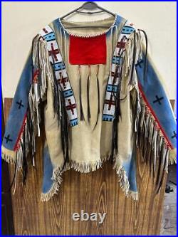 Western Native Cowboy style Leather Shirt Lakota Shirt Powo Bowo War Sioux Shirt