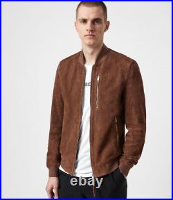 Western Pattern Men Authentic Suede Real Leather Jacket Biker Winter Bomber Coat