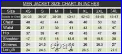 Western Pattern Men Striped Genuine Lambskin Real Leather Jacket Motorcycle Coat