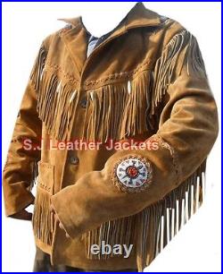 Western Style Cowboy Real Leather Top Quality Suede Jacket
