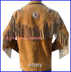 Western Style Cowboy Real Leather Top Quality Suede Jacket