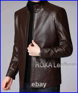 Western Style Men Basic Genuine Sheepskin 100% Leather Jacket Fashion Coat