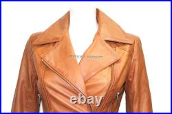 Western Style Women Genuine Lambskin Pure Leather Collar Jacket Belt Pocket Coat Western Style Women Genuine Lambskin Pure Leather Collar Jacket Belt Pocket Coat