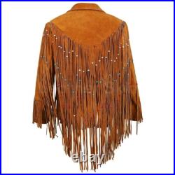 Western Suede Leather Jacket Native American Jacket Fringe & Beads