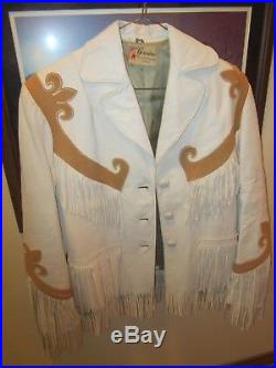 Western Vintage White Leather Fringed Jacket, GERONIMO by FORREST HEATH Co. Inc