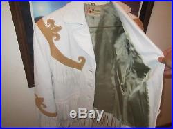 Western Vintage White Leather Fringed Jacket, GERONIMO by FORREST HEATH Co. Inc