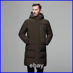 Western Winter Hooded Mens Mid Long Coat Overcoat Down Jacket Outwears Loose Fit