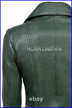 Western Women Belt Pocket Coat Genuine Lambskin Real Leather Soft Outwear Jacket