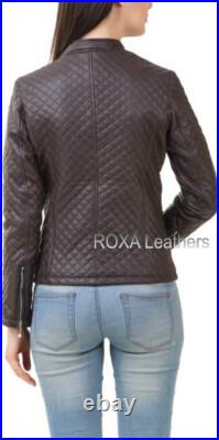 Western Women Dark Brown Genuine Sheepskin Real Leather Jacket Quilted Snap Coat Western Women Dark Brown Genuine Sheepskin Real Leather Jacket Quilted Snap Coat