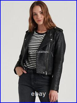 Western Women Outfit Genuine NAPA Real Leather Coat Black Distress Biker Jacket
