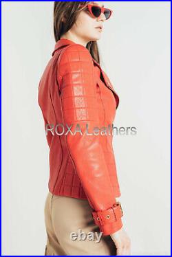 Western Women Quilted Genuine Lambskin Pure Leather Jacket Motorcycle Party Coat Western Women Quilted Genuine Lambskin Pure Leather Jacket Motorcycle Party Coat