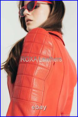 Western Women Quilted Genuine Lambskin Pure Leather Jacket Motorcycle Party Coat Western Women Quilted Genuine Lambskin Pure Leather Jacket Motorcycle Party Coat