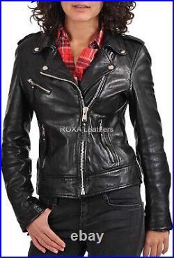 Western Women Racer Authentic Lambskin 100% Leather Jacket Black ...