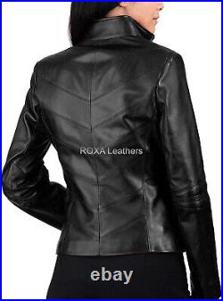 Western Women Regular Wear Coat Authentic Sheepskin Natural Leather Jacket Black