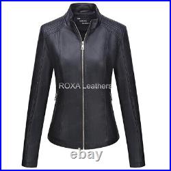 Western Women Skinny Tight Authentic NAPA Natural Leather Jacket Black Soft Coat Western Women Skinny Tight Authentic NAPA Natural Leather Jacket Black Soft Coat