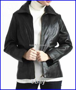 Western Women Soft Authentic Sheepskin Pure Leather Jacket Black Hand Craft Coat