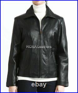 Western Women Soft Authentic Sheepskin Pure Leather Jacket Black Hand Craft Coat