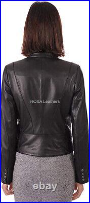 Western Women's Authentic Lambskin Pure Leather Jacket Black Casual Outwear Coat