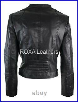 Western Women's Soft Authentic Sheepskin Pure Leather Black Jacket Slim Fit Coat