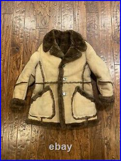Wilsons Marlboro Man Coat Sheepskin Shearling Vintage Leather Fur Jacket Size 38