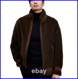 Winter Jackets Casual Warm Outwear Motor Zip Stand Collar Thicken Lambswool Mens