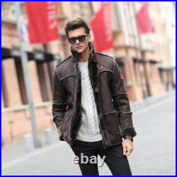 Winter Mens Fur All-in-one Mid-length Large Size Spliced? Jacket Warm Work Coat