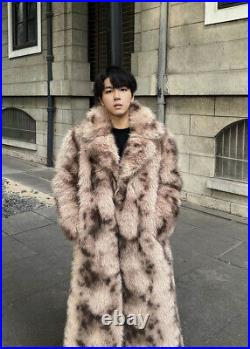 Winter Warm Men's Fur Plush Jacket Imitation Raccoon Fur Retro Warm Long Coats