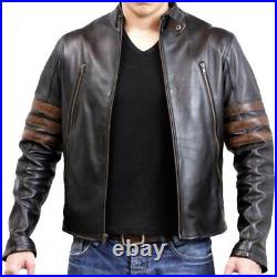 Wolverine Men Genuine Lambskin Motorcycle Real Leather Jacket Biker Vintage Coat