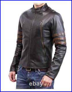 Wolverine Men Genuine Lambskin Motorcycle Real Leather Jacket Biker Vintage Coat