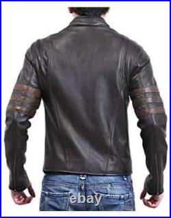 Wolverine Men Genuine Lambskin Motorcycle Real Leather Jacket Biker Vintage Coat