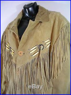 Womans Tan Fringe Jacket 100% Suede Leather 38 West by Western Coat SZ L