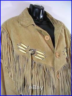 Womans Tan Fringe Jacket 100% Suede Leather 38 West by Western Coat SZ L